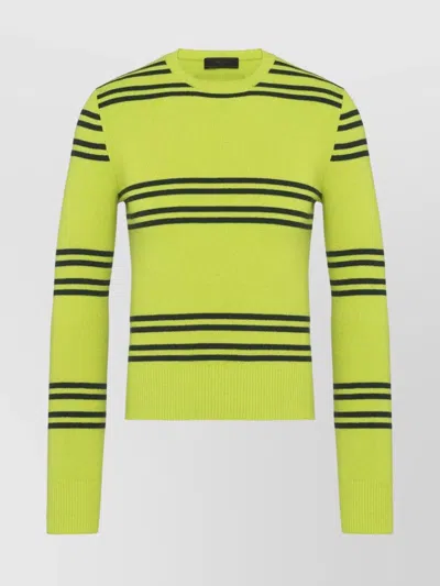 PRADA CREW-NECK LAMBSWOOL SWEATER STRIPED PATTERN