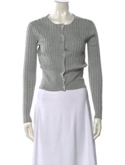 Pre-owned Prada Crew Neck Long Sleeve Blouse In Gray
