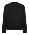 Prada Triangle-logo Cotton Sweatshirt In Black