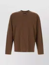 Prada Crew Neck Long Sleeves Plain T-shirt In Brown