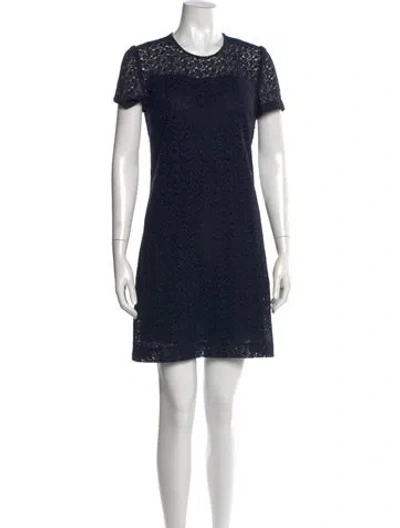 Pre-owned Prada Crew Neck Mini Dress In Blue