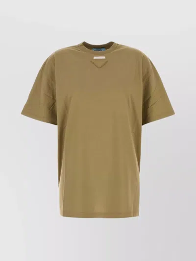 Prada T-shirt In Jersey Salvia  Donna In Beige O Tan
