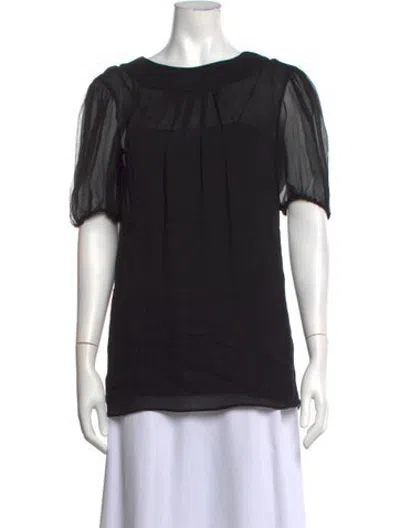 Pre-owned Prada Crew Neck Short Sleeve Blouse In Black