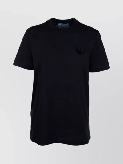 Prada Crew Neck Short Sleeves Top In Black