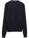 Prada Logo Patch Silk Crewneck Sweater In Black