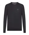 Prada Wool Crew Neck Sweater With Ribbed Cuffs In Black