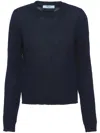 Prada Blue Cotton Crew Neck Sweater In Blue