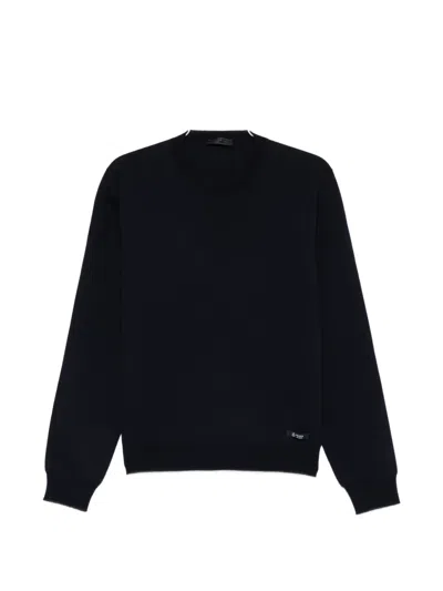 Prada Classic Crew Neck Sweater For Men In Blue