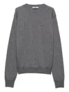 Prada Superfine Cashmere Knit Crewneck Sweater In Gray