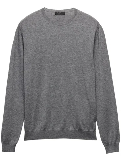 Prada Men's Cashmere And Silk Crewneck Sweater In Schiefergrau