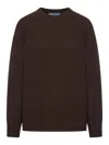 Prada Crew Neck Sweater In Cashmere Wool In Brown