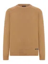 Prada Crew Neck Sweater In Virgin Wool In Brown