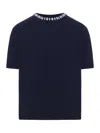 Prada Crew Neck Sweater In Wool And Cashmere In Blue