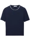 Prada Wool And Cashmere Crewneck Sweater With Jewel Details Clothing In Blue