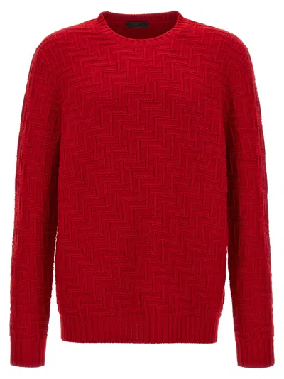 Prada Geometric-knit Virgin Wool And Cashmere Sweater In Red