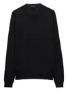 Prada Cashmere And Silk Crew-neck Sweater In Black