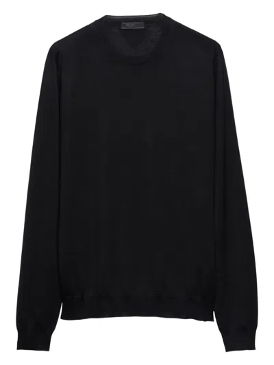 Prada Cashmere And Silk Crew-neck Sweater In Black