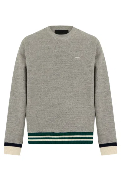 Prada Crew Neck Sweatshirt In Cotton In Gray
