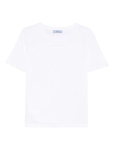 Prada Crew Neck T-shirt With Logo In White