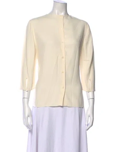 Pre-owned Prada Crew Neck Three-quarter Sleeve Blouse In Neutral