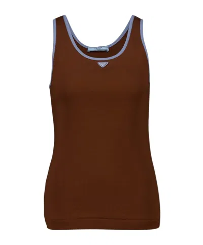 Prada Crew Neck Vest In Brown
