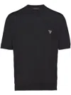 Prada Triangle-logo Cotton T-shirt In Black