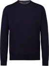 Prada Knitted Crew Neck Sweater In Blue