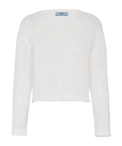 Prada Crew-neck Wool Jumper In Neutral Color