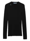 Prada Textured Wool Crewneck Sweater With Long Sleeves In Black