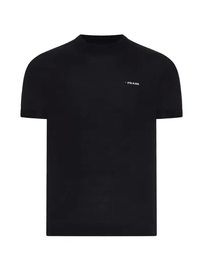 Prada Crewneck Black Cotton Sweater