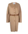 Prada Single-breasted Belted Coat In Neutral