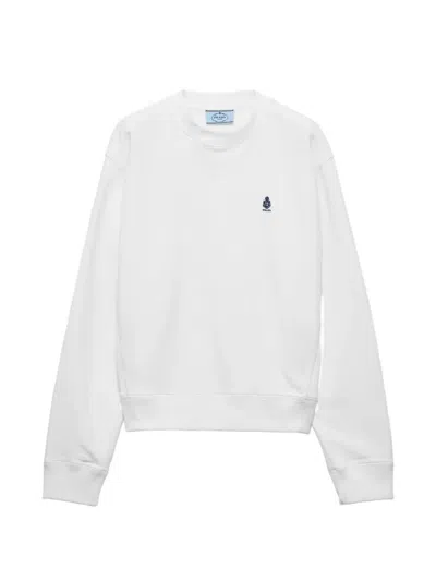 Prada Crew-neck Cotton Sweatshirt In White