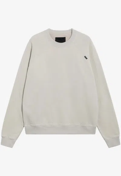 Prada Crewneck Logo Sweatshirt In Gray