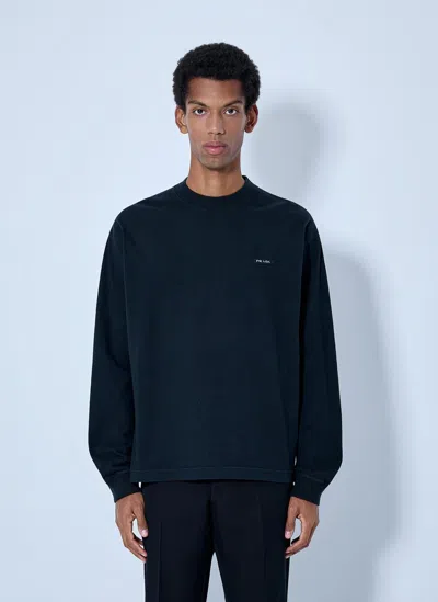 Prada Crewneck Long Sleeve Sweatshirt In Blue
