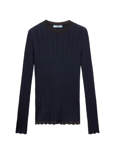 Prada Crew-neck Sweater In Blue