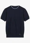 Prada Crewneck T-shirt In Silk Blend In Blue