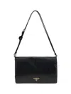 Prada Medium Triangle Logo Shoulder Bag In Black