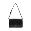 Prada Medium Triangle Logo Shoulder Bag In Black