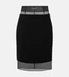 Prada Crinoline And Virgin Wool Midi Skirt In Black