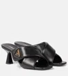 Prada Pantoletten Criss Cross 65 Aus Leder In Black