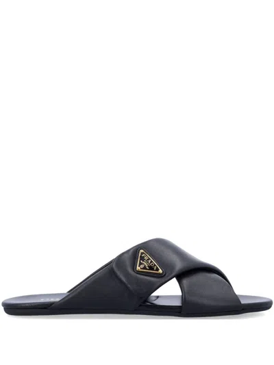 PRADA PRADA CRISS-CROSS LOGO SLIDES