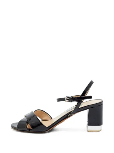 Pre-owned Prada Criss-cross Ankle-strap Sandals In Black