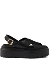 Prada Sandalen Aus Leder Mit Gekreuztem Band In Black