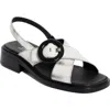 Prada Crisscross Calfskin Leather Sandal In Bianco