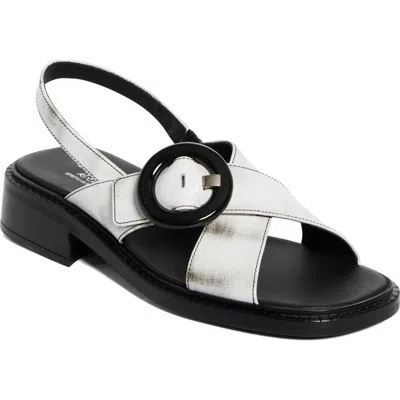 Prada Crisscross Calfskin Leather Sandal In Bianco