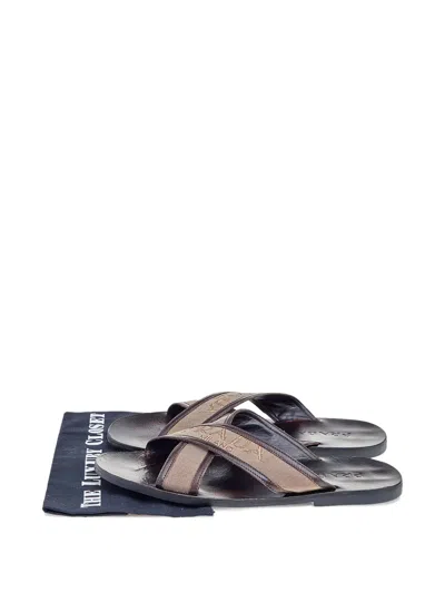 Pre-owned Prada Criss-cross Falt Sandals In Brown