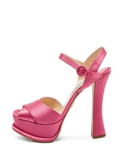 Pre-owned Prada Crisscross Heeled Sandals In Pink