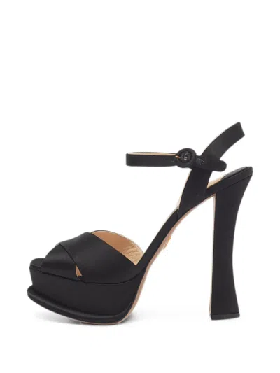 Pre-owned Prada Criss-cross Strap Platform Sandals In Black