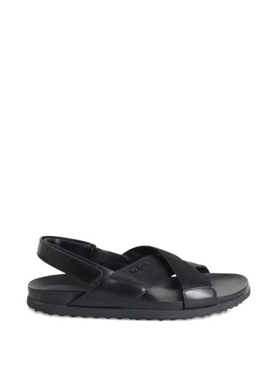 Pre-owned Prada Crisscross-strap Sandals In Black