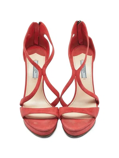 Pre-owned Prada Criss-cross Strap Sandals In Red